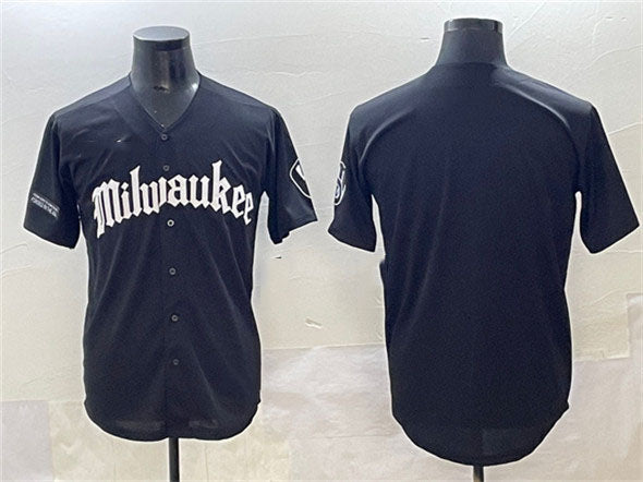 Milwaukee Brewers Blank Black 'Gothic 414 Shadows Edition' Vapor Premier Limited Stitched Baseball Jersey
