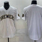 Milwaukee Brewers Blank White Pinstripe 2025 With Patch Stitched Baseball Jersey
