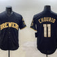 Milwaukee Brewers #11 Jackson Chourio Black Gold With Home Patch Limited Stitched Baseball Jersey
