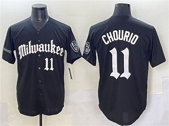 Milwaukee Brewers #11 Jackson Chourio Black 'Gothic 414 Shadows Edition' Vapor Premier Limited Stitched Baseball Jersey