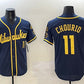 Milwaukee Brewers #11 Jackson Chourio Navy With Home Patch Limited Stitched Baseball Jersey