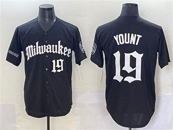 Milwaukee Brewers #19 Robin Yount Black 'Gothic 414 Shadows Edition' Vapor Premier Limited Stitched Baseball Jersey