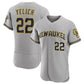 Milwaukee Brewers #22 Christian Yelich Gray Road Authentic Player Logo Jersey Baseball Jerseys