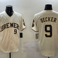 Milwaukee Brewers #9 Bob Uecker Cream With Home Patch Limited Stitched Baseball Jersey