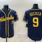 Milwaukee Brewers #9 Bob Uecker Navy With Home Patch Limited Stitched Baseball Jersey