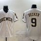 Milwaukee Brewers #9 Bob Uecker White With Home Patch Limited Stitched Baseball Jersey