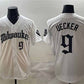 Milwaukee Brewers #9 Bob Uecker White 'Gothic 414 Shadows Edition' Vapor Premier Limited Stitched Baseball Jersey