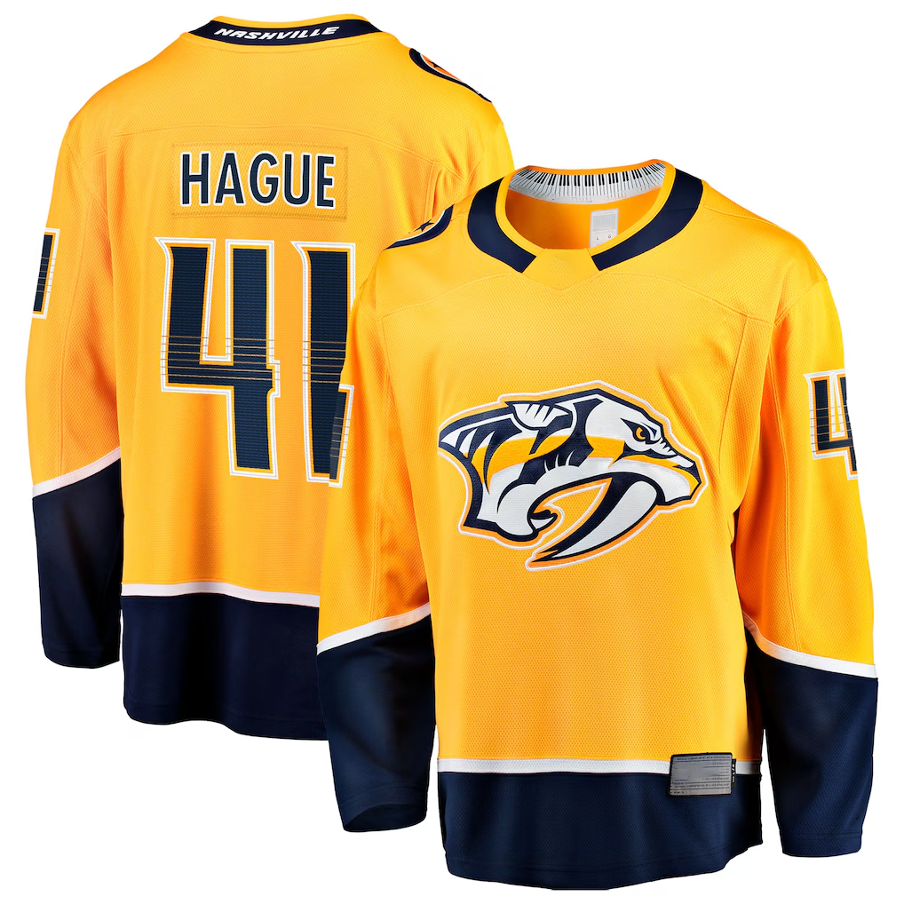 Johmsee N.Predators #41 Nicolas Hague Gold Home Breakaway Jerseys