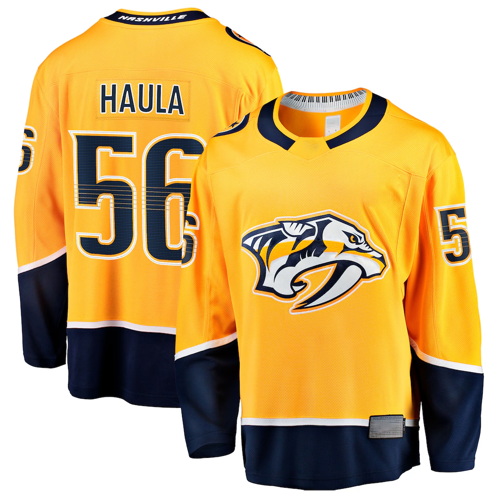 Johmsee N.Predators #56 Erik Haula Gold Home Breakaway Jerseys