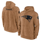 Johmsee NE.Patriots Brown Salute to Service Pullover Hoodies Limited Game Blank Player Stitched Jerseys