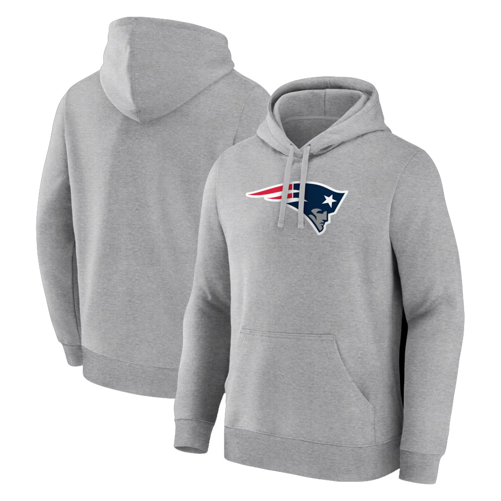 Johmsee NE.Patriots Gray LOGO Pullover Hoodies Home Game Blank Player Stitched Jerseys