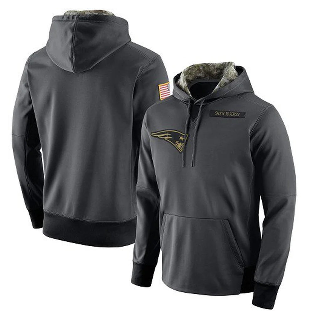 Johmsee NE.Patriots Gray Salute to Service Hoodies Limited Game Blank Player Stitched Jerseys