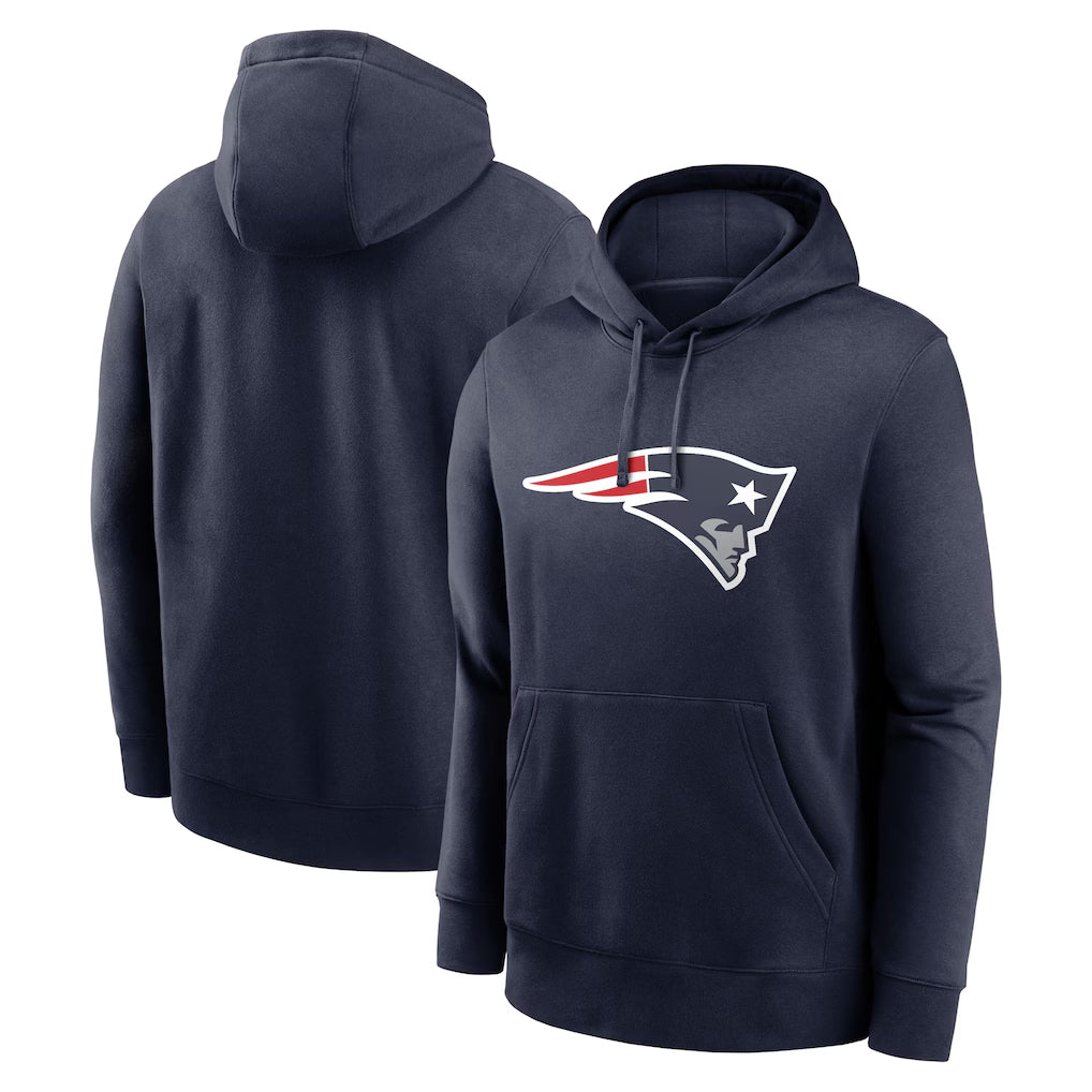 Johmsee NE.Patriots Navy LOGO Pullover Hoodies Home Game Blank Player Stitched Jerseys
