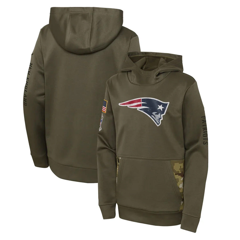 Johmsee NE.Patriots Olive Salute to Service Pullover Hoodies Home Game Blank Player Stitched Jerseys