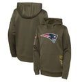 Johmsee NE.Patriots Olive Salute to Service Pullover Hoodies Home Game Blank Player Stitched Jerseys