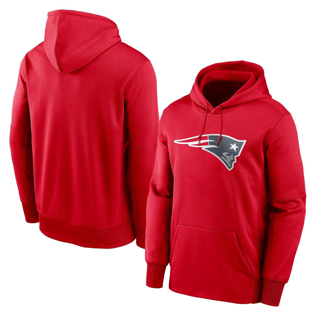 Johmsee NE.Patriots Red LOGO Pullover Hoodies Home Game Blank Player Stitched Jerseys