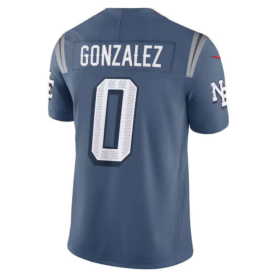 NE.Patriots #0 Christian Gonzalez 2025 Rivalries Collection Limited Jersey - Storm Blue Stitched American Football Jerseys