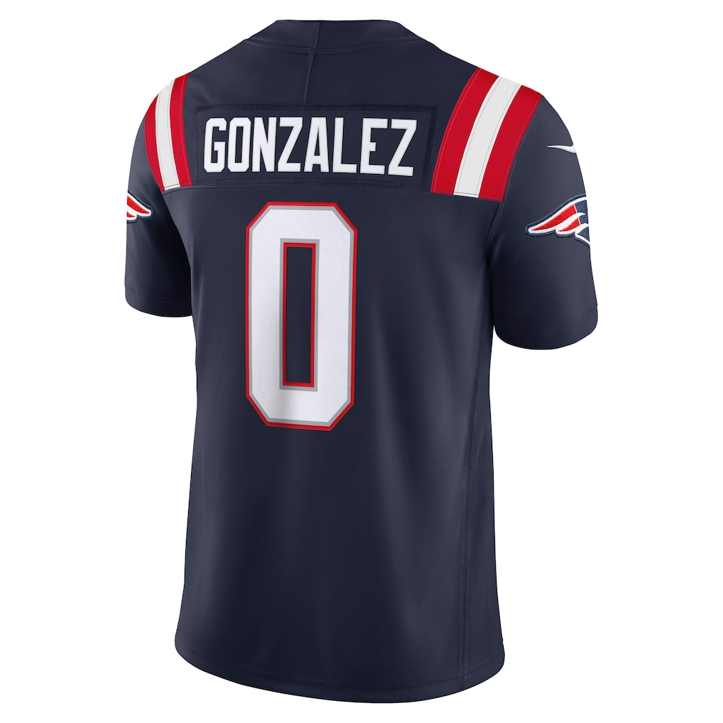 Johmsee NE.Patriots #0 Christian Gonzalez Navy Team Vapor F.U.S.E. Stitched Limited Jerseys