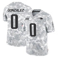 Johmsee NE.Patriots #0 Christian Gonzalez Player Arctic Camo Salute To Service Limited Game Stitched Jerseys