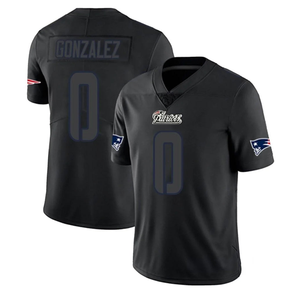 Johmsee NE.Patriots #0 Christian Gonzalez Player Black Impact LImited Home Game Stitched Jerseys