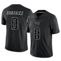 Johmsee NE.Patriots #0 Christian Gonzalez Player Black Reflective Limited Stitched Jerseys