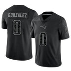 Johmsee NE.Patriots #0 Christian Gonzalez Player Black Reflective Limited Stitched Jerseys