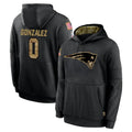 Johmsee NE.Patriots #0 Christian Gonzalez Player Black Salute to Service Hoodies Limited Game Stitched Jerseys