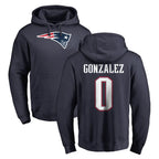Johmsee NE.Patriots #0 Christian Gonzalez Player Navy LOGO Pullover Hoodies Home Game Stitched Jerseys