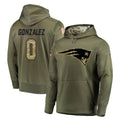 Johmsee NE.Patriots #0 Christian Gonzalez Player Olive Salute to Service Pullover Hoodies Home Game Stitched Jerseys