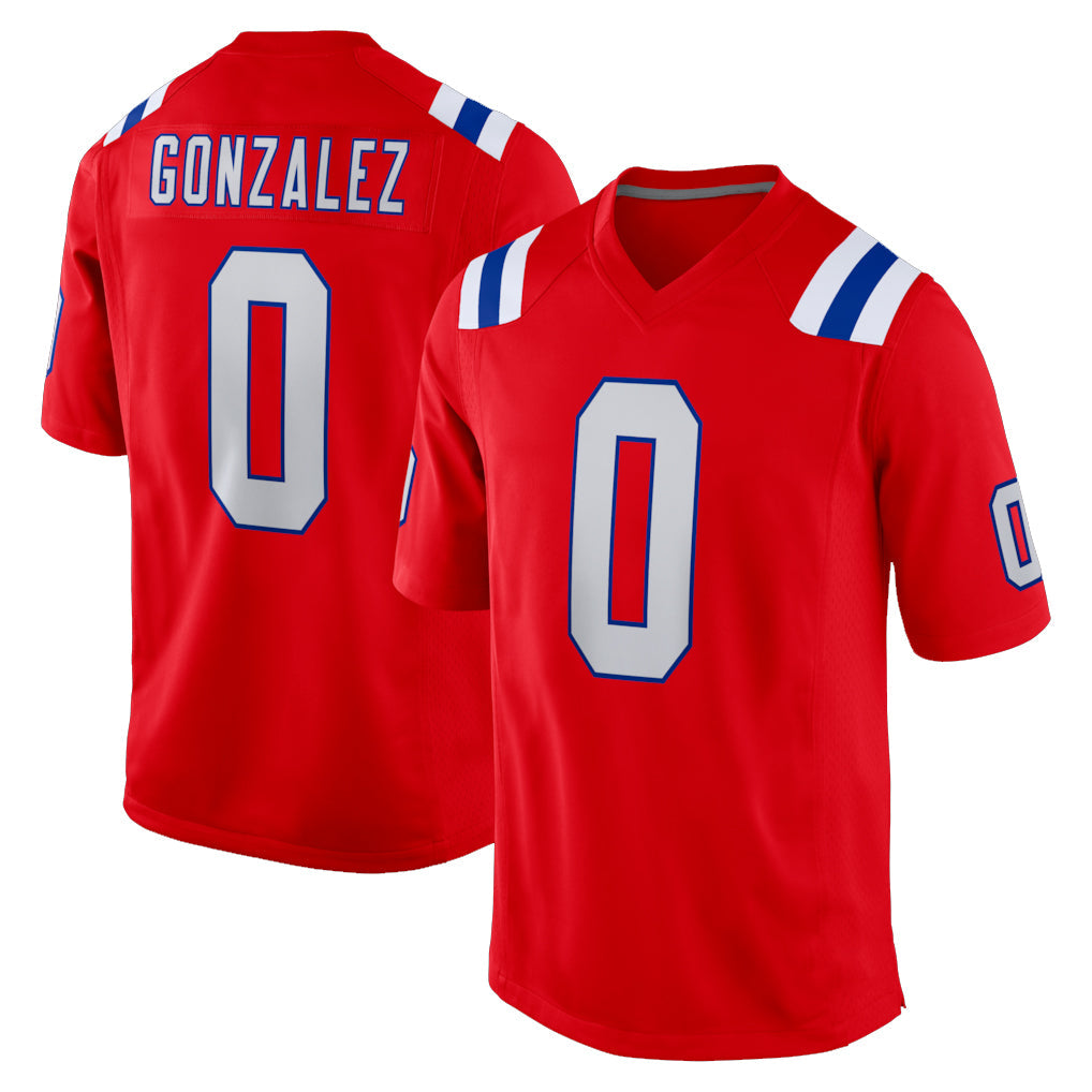 Johmsee NE.Patriots #0 Christian Gonzalez Player Red Home Game Stitched Jerseys