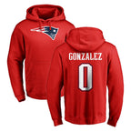 Johmsee NE.Patriots #0 Christian Gonzalez Player Red LOGO Pullover Hoodies Home Game Stitched Jerseys