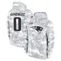Johmsee NE.Patriots #0 Christian Gonzalez Player Salute to Service Hoodies Stitched Jerseys