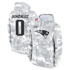 Johmsee NE.Patriots #0 Christian Gonzalez Player Salute to Service Hoodies Stitched Jerseys