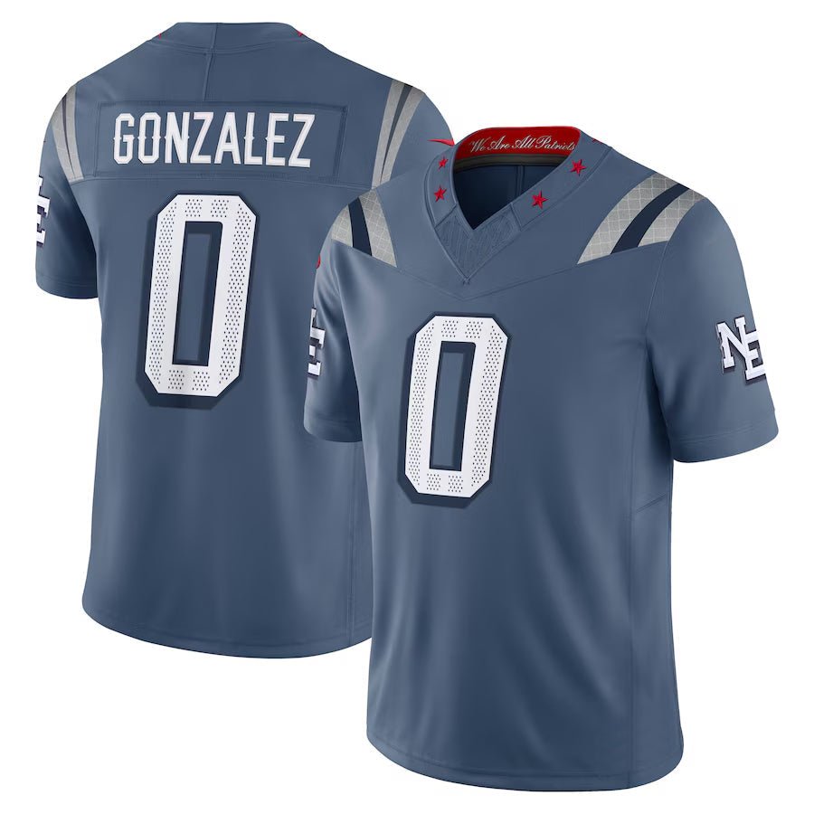 Johmsee NE.Patriots #0 Christian Gonzalez Player Storm Blue Rivalries Collection Limited Stitched Jerseys