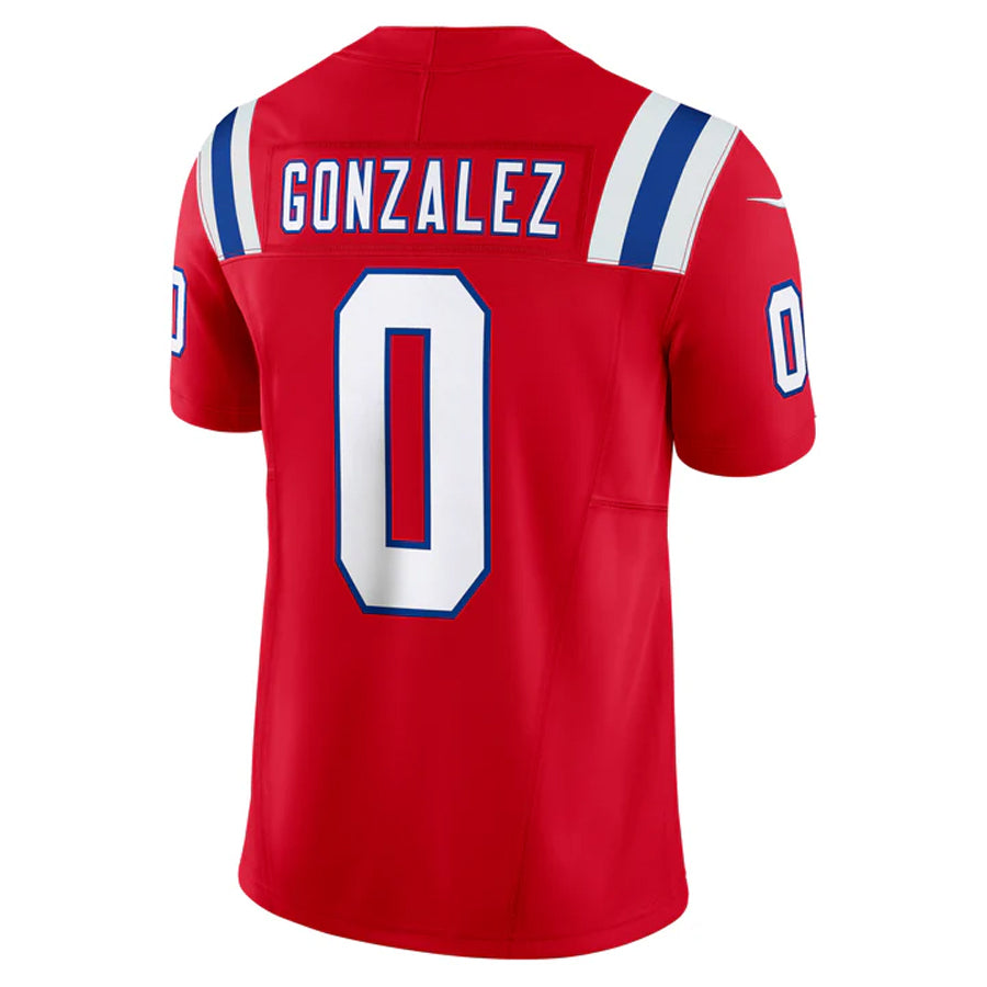 Johmsee NE.Patriots #0 Christian Gonzalez Player Red Vapor F.U.S.E. Limited Stitched Jerseys