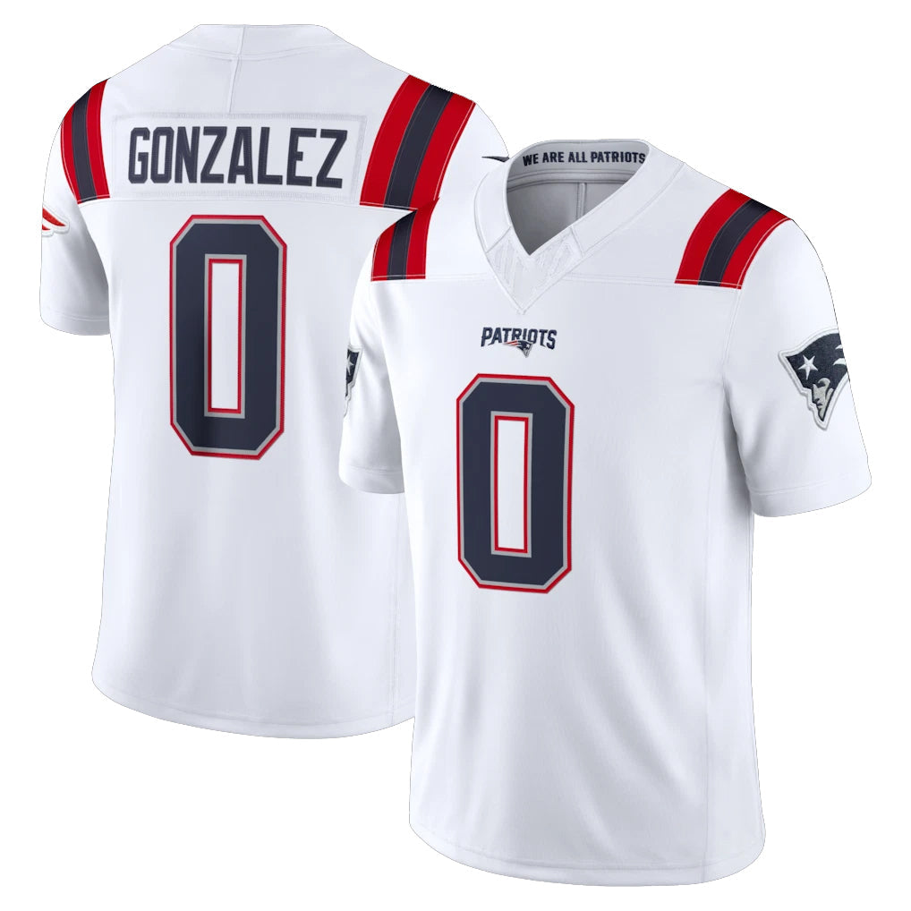 Johmsee NE.Patriots #0 Christian Gonzalez Player White Limited Vapor F.U.S.E. Home Game Stitched Jerseys