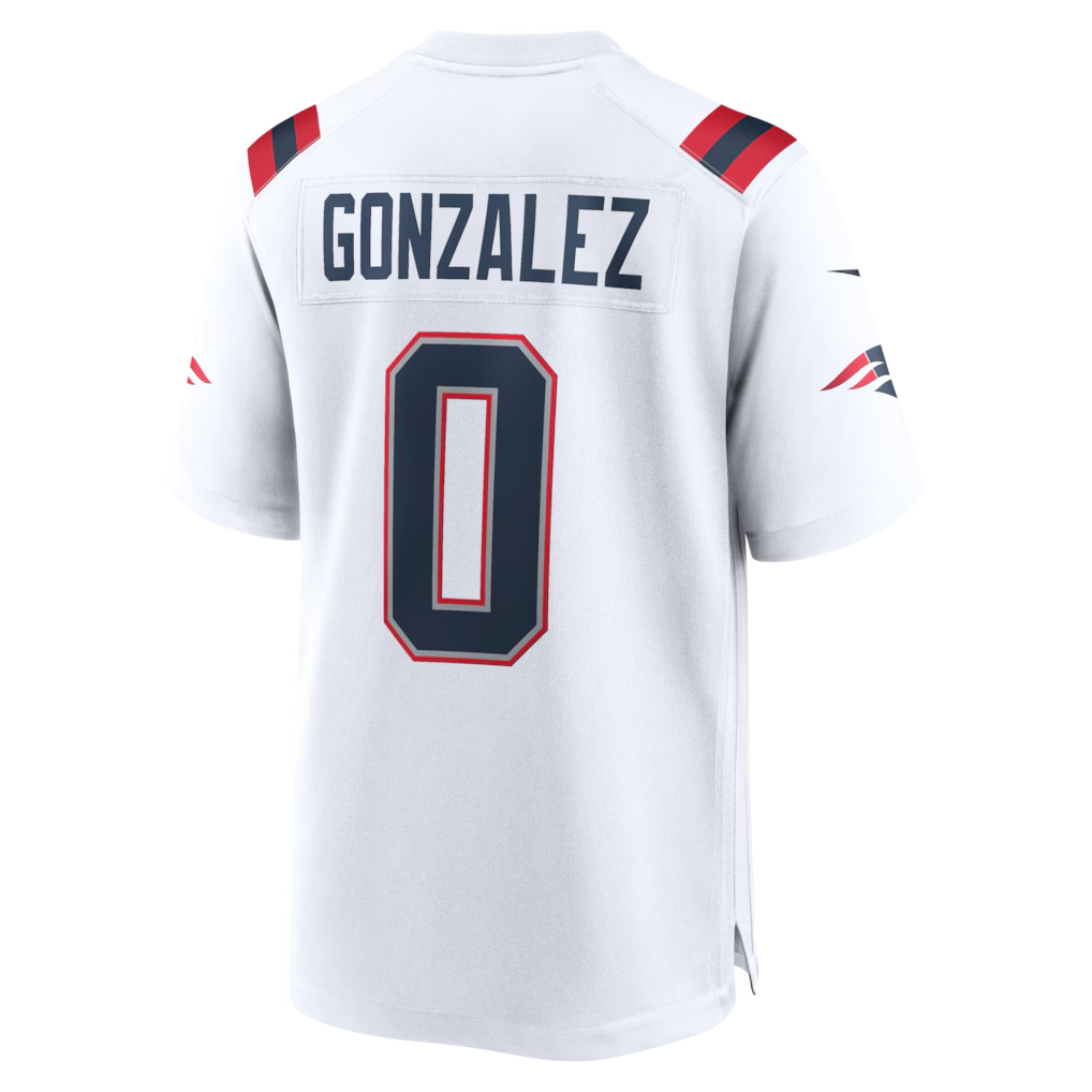 Johmsee NE.Patriots #0 Christian Gonzalez White Game Stitched Jerseys