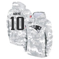 Johmsee NE.Patriots #10 Drake Maye Player Arctic Camo Salute to Service Pullover Hoodies Limited Game Stitched Jerseys