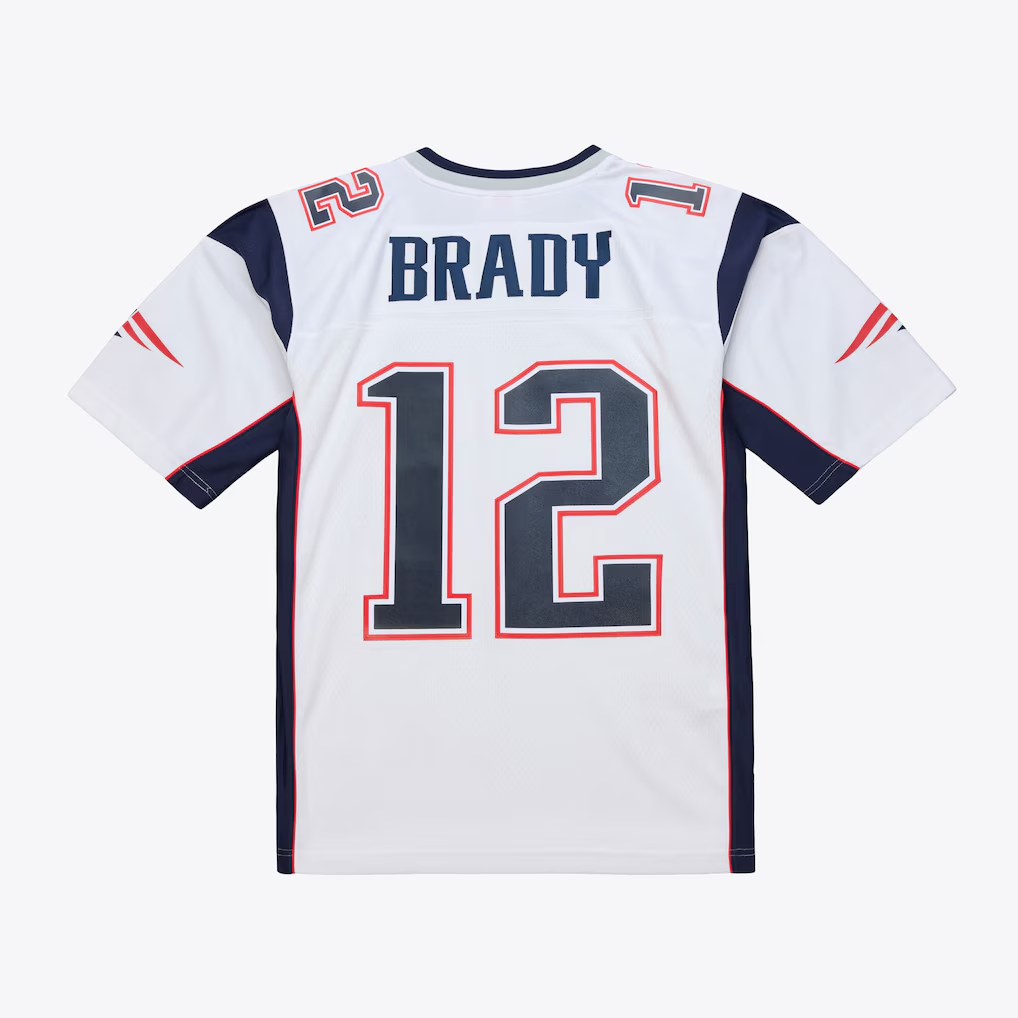 Johmsee NE.Patriots  #12 Tom Brady Mitchell & Ness White 2000 Legacy Replica Jersey Stitched Puhic Game Jerseys
