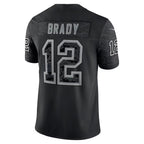Johmsee NE.Patriots #12 Tom Brady Player Black Reflective Limited Stitched Jerseys