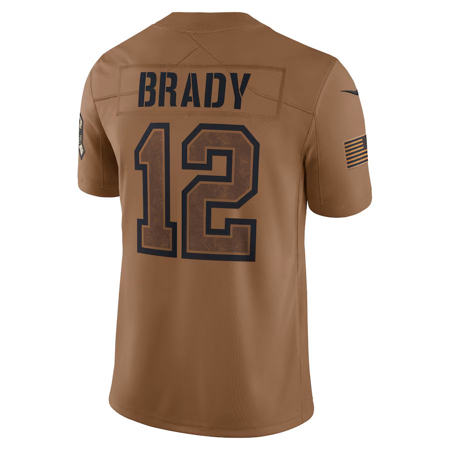 Johmsee NE.Patriots #12 Tom Brady Player Brown Salute To Service Limited Stitched Jerseys