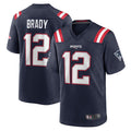 Johmsee NE.Patriots #12 Tom Brady Player Navy Game Replica Stitched Jerseys