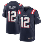 Johmsee NE.Patriots #12 Tom Brady Player Navy Game Replica Stitched Jerseys