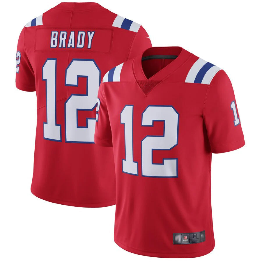 Johmsee NE.Patriots #12 Tom Brady Player Red Home Limited Stitched Jerseys