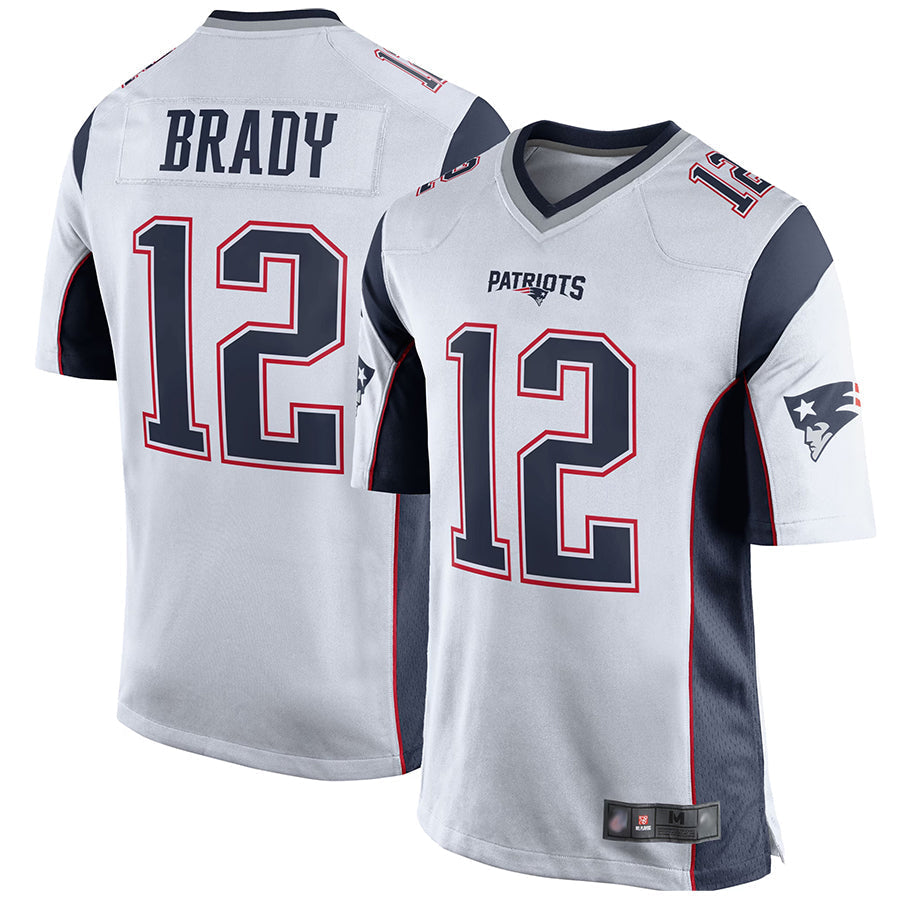 Johmsee NE.Patriots #12 Tom Brady Player White Home Game Stitched Jerseys