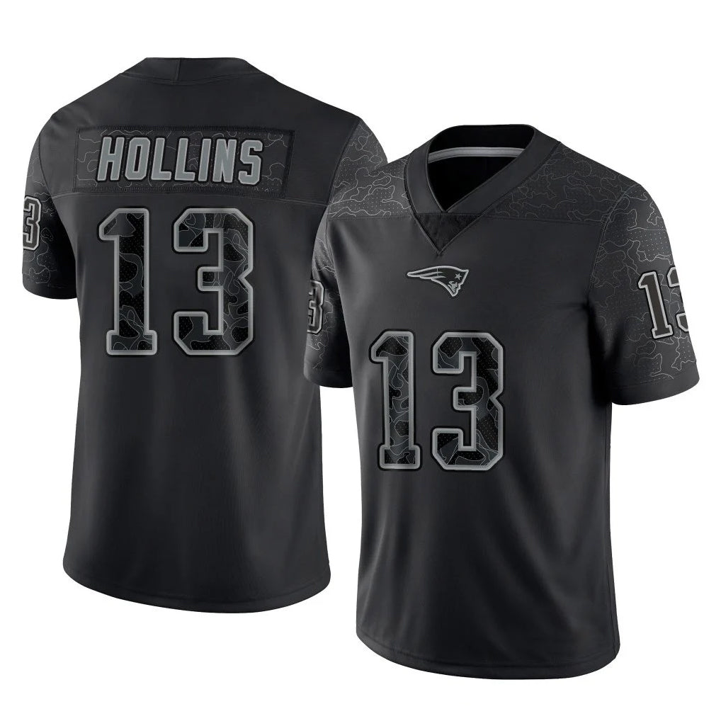 Johmsee NE.Patriots #13 Mack Hollins Player Black Reflective LImited Home Game Stitched Jerseys