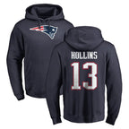 Johmsee NE.Patriots #13 Mack Hollins Player Navy LOGO Pullover Hoodies Home Game Stitched Jerseys