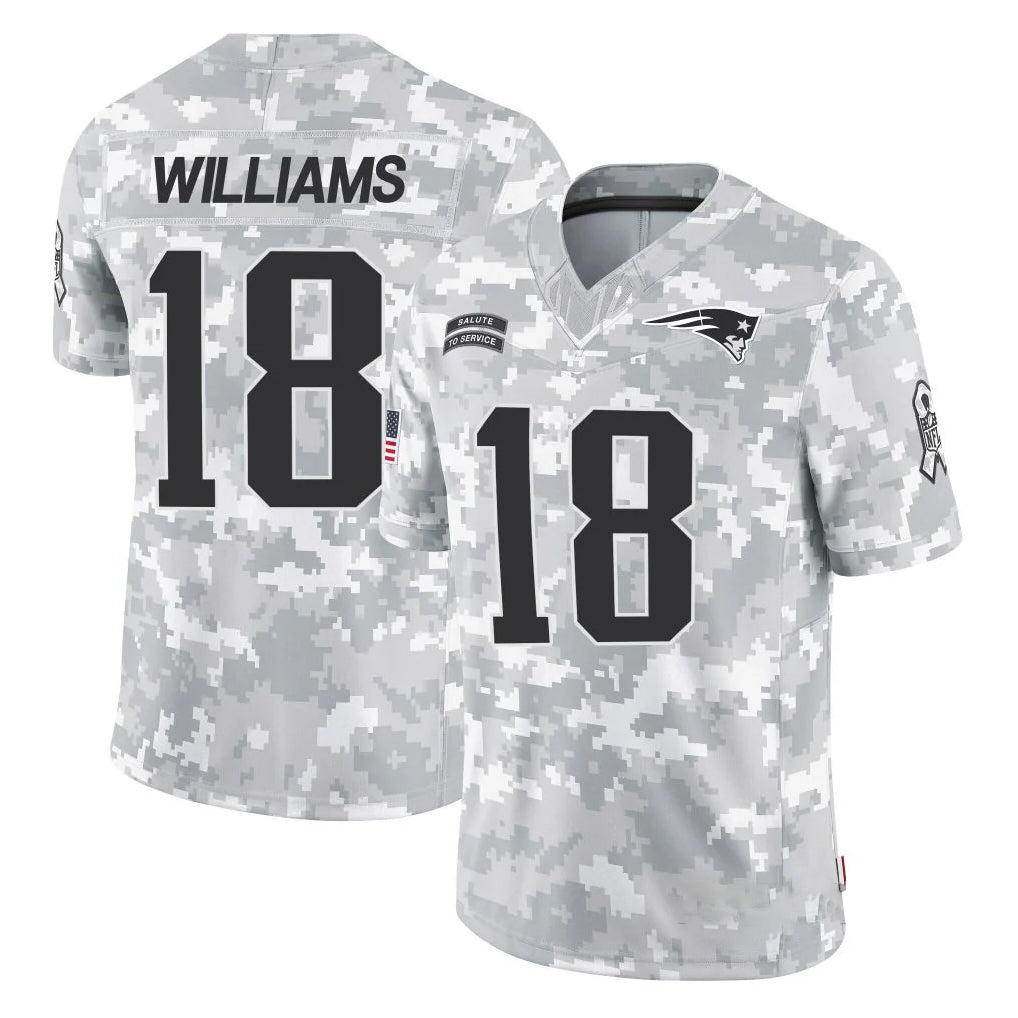 Johmsee NE.Patriots #18 Kyle Williams Player Arctic Camo Salute To Service Limited Game Stitched Jerseys