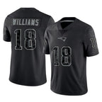 Johmsee NE.Patriots #18 Kyle Williams Player Black Reflective LImited Home Game Stitched Jerseys