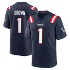 Johmsee NE.Patriots #1 A.J. Brown Player Navy Home Game Stitched Jerseys